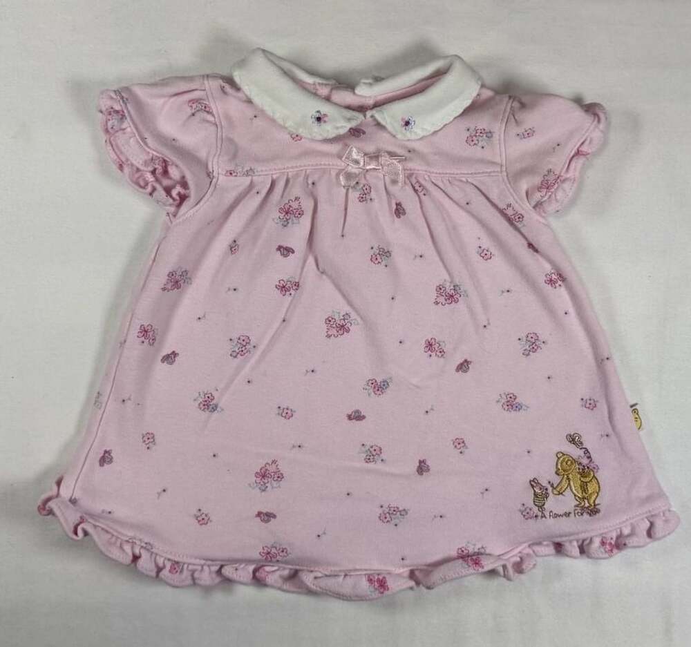 Vintage 90s embroidered Classic Pooh By Disney Dress Size 3M Pink Floral